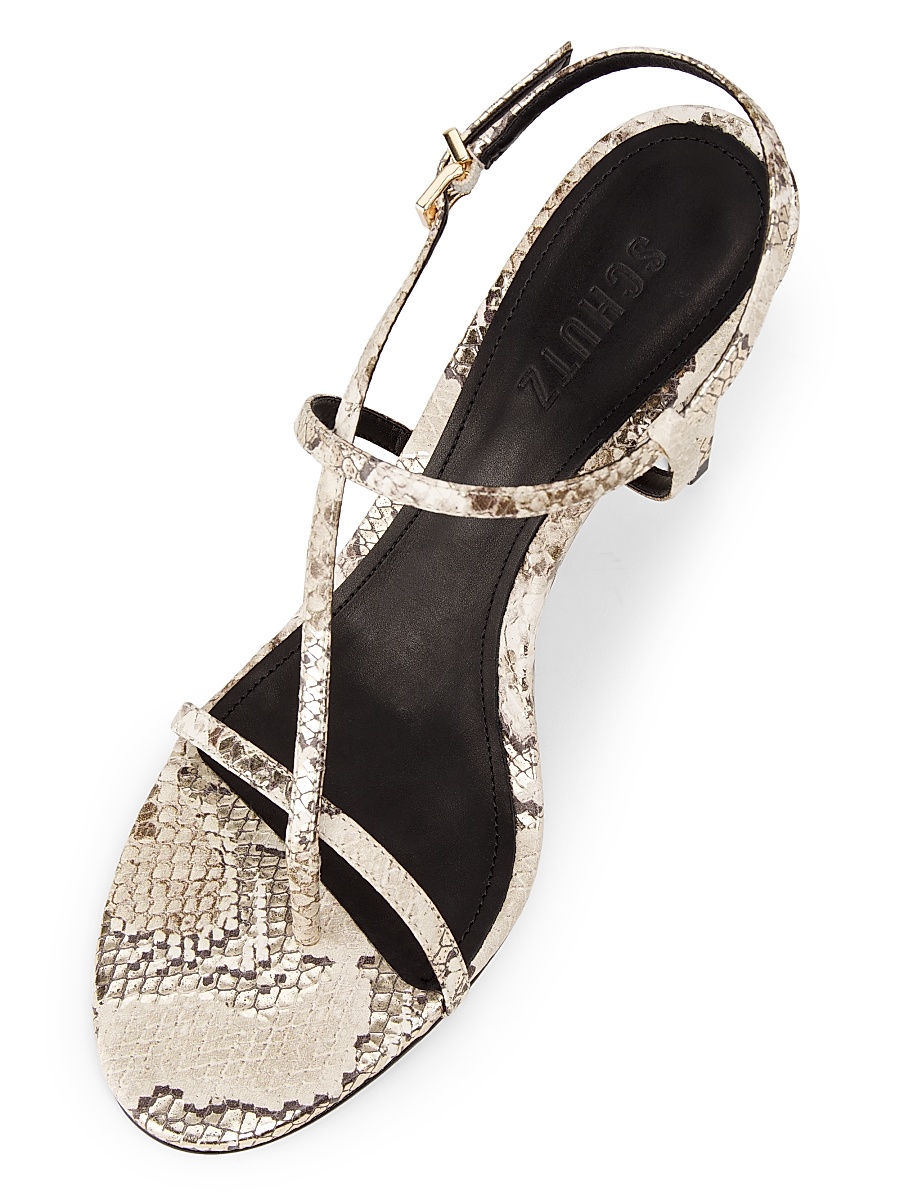 Schutz - Women's Azure 100MM Snake-Embossed Leather Sandals