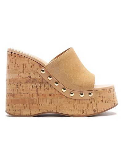 Schutz Women's Dalle Studded Suede Wedge-Heel Mules