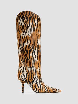 Schutz Women's Mary Ellen 85MM Tiger-Print Goat Hair Boots