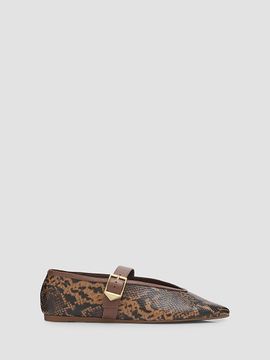 Schutz Women's Vick Buckle Embossed Snake-Print Leather Mary Janes
