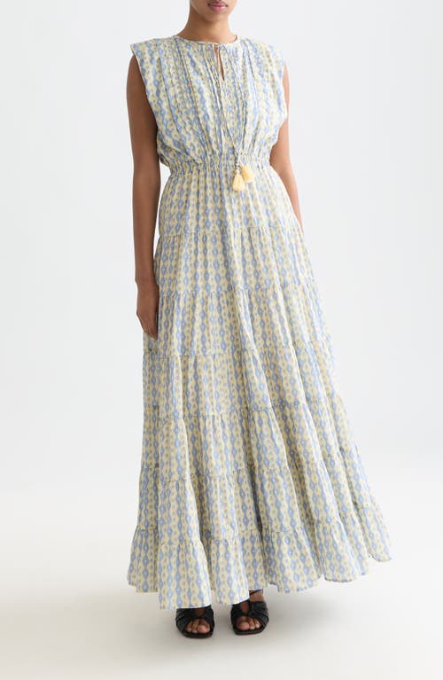 Scotch & Soda Scotch & Soda Abstract Print Tiered Cotton Blend Maxi Dress