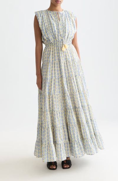 Scotch & Soda Scotch & Soda Abstract Print Tiered Cotton Blend Maxi Dress