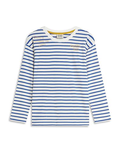 Scotch & Soda Scotch & Soda Boys' Yarndyed Striped Artwork Long Sleeved Tee