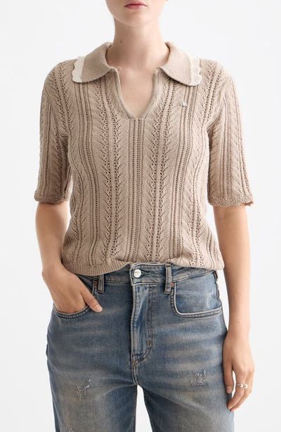 Scotch & Soda Scotch & Soda Collar Pointelle Short Sleeve Sweater