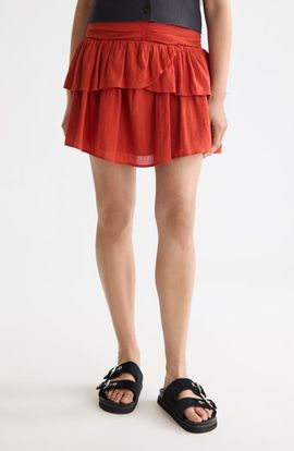 Scotch & Soda Scotch & Soda Crinkle Gauze Tiered Cotton Miniskirt