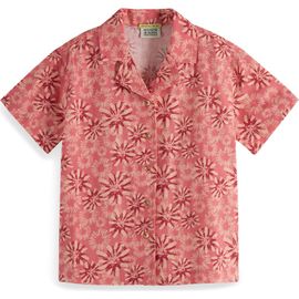 Scotch & Soda Scotch & Soda Kids' Floral Short Sleeve Cotton & Linen Button-Up Shirt