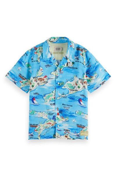 Scotch & Soda Scotch & Soda Kids' Hampton Print Short Sleeve Button-Up Shirt