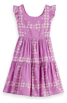 Scotch & Soda Scotch & Soda Kids' Patchwork Print Cotton & Modal Tiered Dress