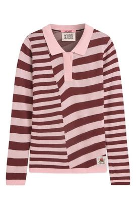 Scotch & Soda Scotch & Soda Kids' Striped Long Sleeve Knitted Polo