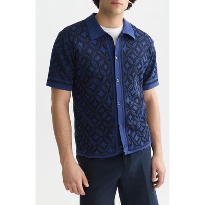 Scotch & Soda Scotch & Soda Knit Short Sleeve Button-Up Shirt