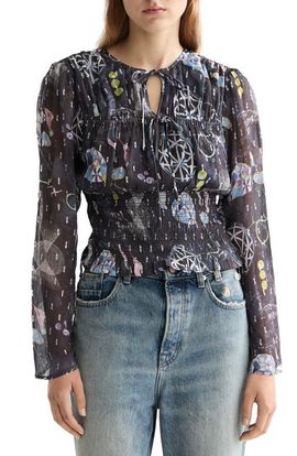Scotch & Soda Scotch & Soda Long Sleeve Smocked Waist Chiffon Top