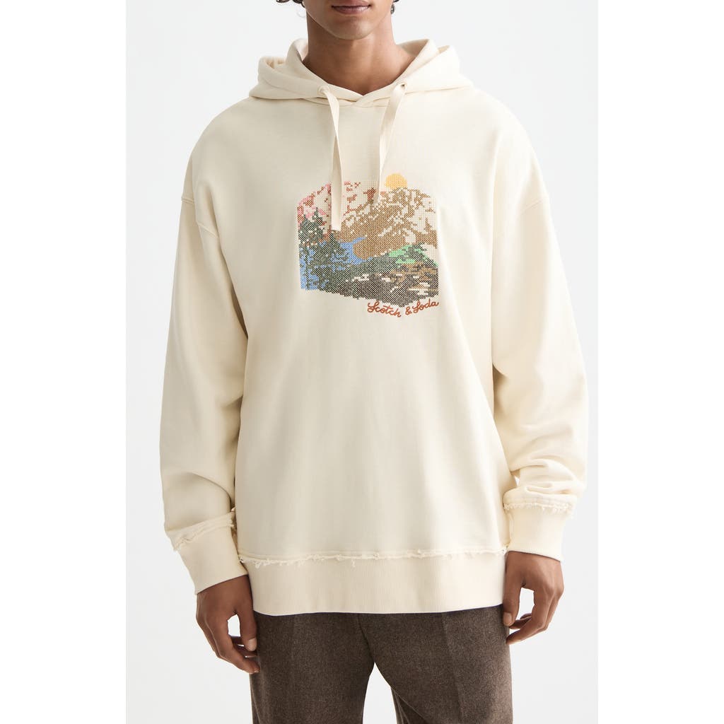 Scotch & Soda Scotch & Soda Loose Fit Embroidered Cotton Fleece Hoodie