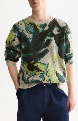 Scotch & Soda Scotch & Soda Oversize Floral Watercolor Crewneck Sweater 