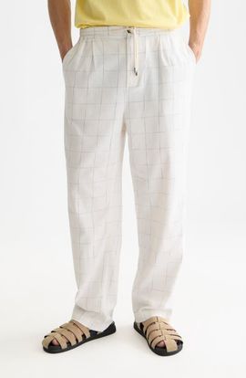 Scotch & Soda Scotch & Soda Pleated Relaxed Straight Fit Cotton & Linen Blend Pants