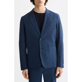 Scotch & Soda Scotch & Soda Regular Fit Unconstructed Cotton Stretch Seersucker Suit Jacket
