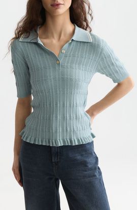 Scotch & Soda Scotch & Soda Ripple Stitch Knit Polo Top