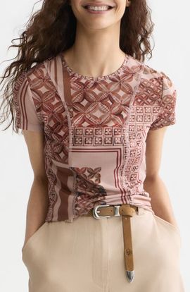 Scotch & Soda Scotch & Soda Slim Fit Printed Mesh T-Shirt