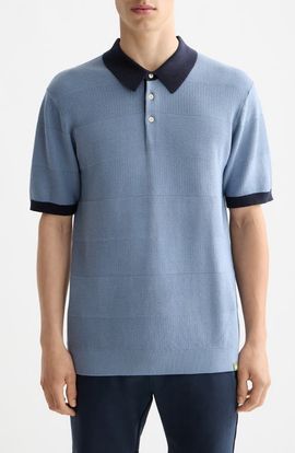 Scotch & Soda Scotch & Soda Tonal Stripe Cotton Polo Sweater