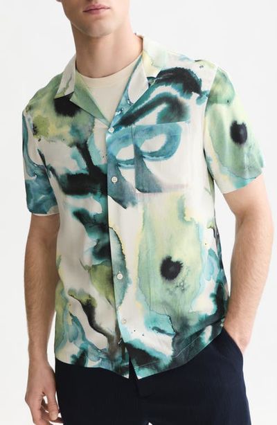 Scotch & Soda Scotch & Soda Watercolor Floral Short Sleeve Viscose Shirt
