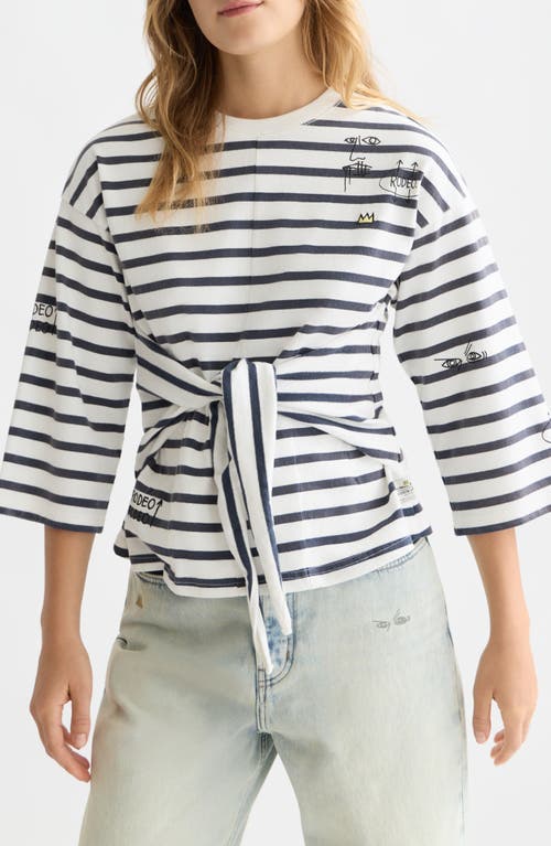 Scotch & Soda Scotch & Soda x Basquiat Breton Stripe Belted T-Shirt