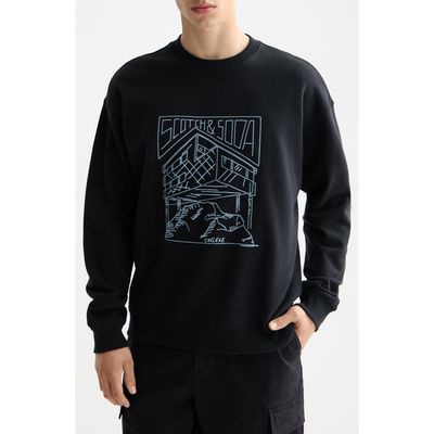 Scotch & Soda Scotch & Soda x Field Notes Embroidered Logo Cotton Crewneck Sweatshirt