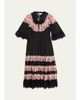 Sea 3/4-Sleeve Persephone Print Cotton Lace-Trim Midi Dress - 1