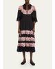 Sea 3/4-Sleeve Persephone Print Cotton Lace-Trim Midi Dress - 2