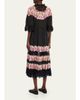 Sea 3/4-Sleeve Persephone Print Cotton Lace-Trim Midi Dress - 3