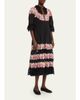 Sea 3/4-Sleeve Persephone Print Cotton Lace-Trim Midi Dress - 4