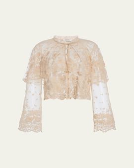 Sea Bronte Embroidered Mesh Capelet Blouse