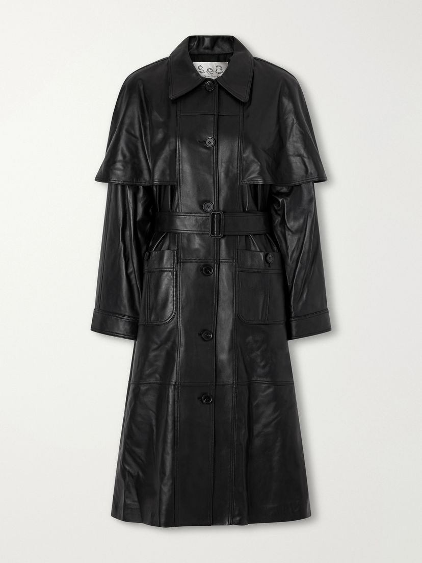SEA Caitlin belted leather trench coat