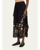 Sea Floral Embroidered Cotton & Lace Wide-Leg Culotte Pants - 4