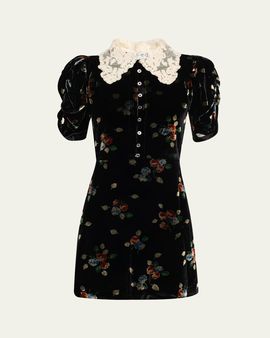 Sea Leda Floral Burnout Velvet Mini Dress