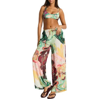 Sea Level Sea Level Marbleized Print Cover-Up Pants