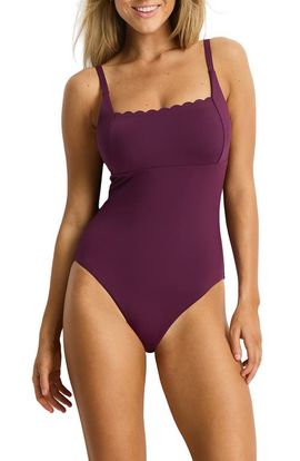 Sea Level Sea Level Scalloped Square Neck One-Piece Swimsuit