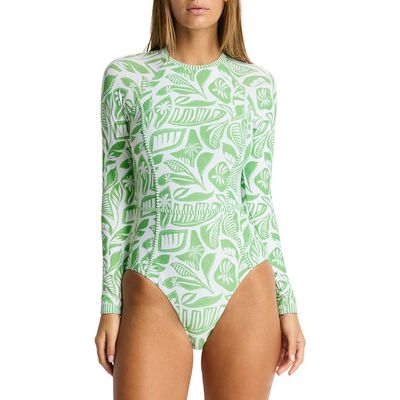 Sea Level Sea Level Seamed Long Sleeve UPF 50+ One-Piece Rashguard Swimsuit