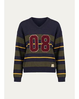 Sea Mina Striped Varsity Sweater