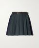 SEA Odessa belted pleated leather-trimmed cotton-poplin mini skirt - 1