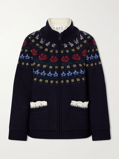 SEA Preston crochet-trimmed merino wool-blend jacket