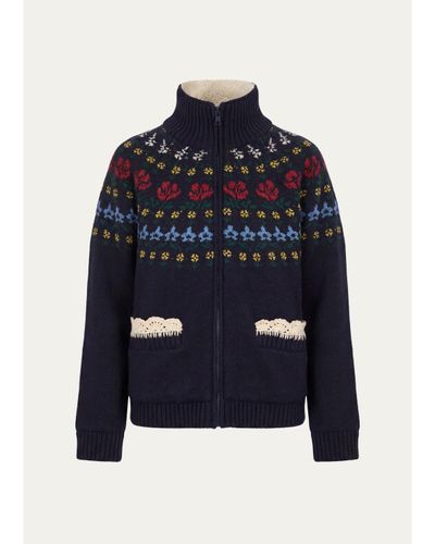 Sea Preston Floral Fair Isle Knit Jacket