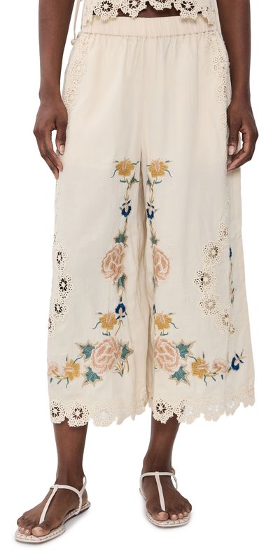Sea Sea Adonna Embroidered Pants Cream