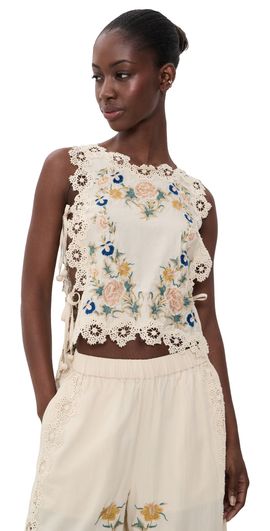 Sea Sea Adonna Embroidered Sleeveless Top Cream