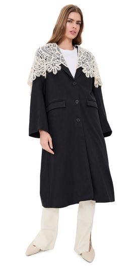 Sea Sea Alina Lace Oversized Long Coat Black
