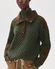 Sea Sea Allen Cable Half Zip Double Layer Sweater Green - 2