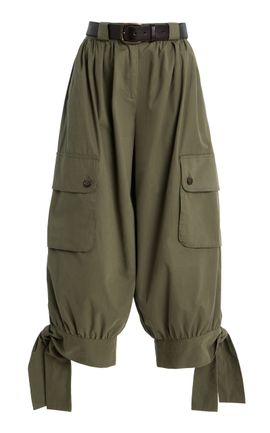Sea Sea Arianna Belted Cotton Cargo Capri Pants Green M