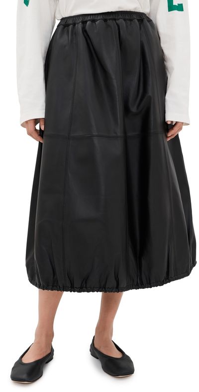 Sea Sea Caitlin Leather Midi Skirt Black