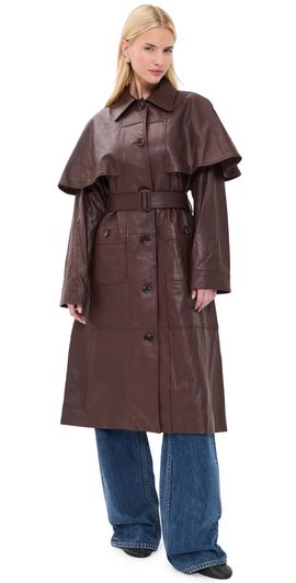 Sea Sea Caitlin Leather Trench Coat Brown