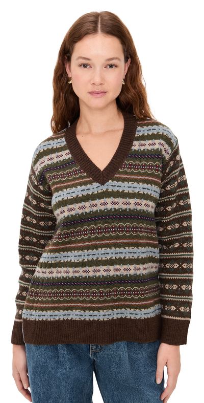 Sea Sea Ciara Fair Isle Knit Sweater Olive