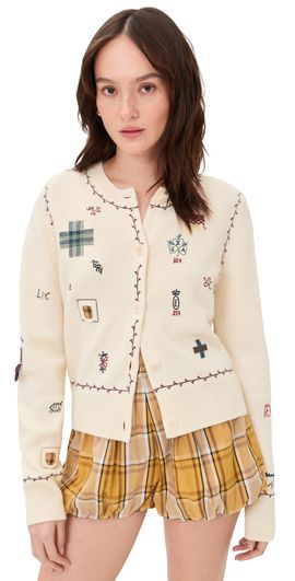 Sea Sea Claira Emb Knit Cardigan Cream