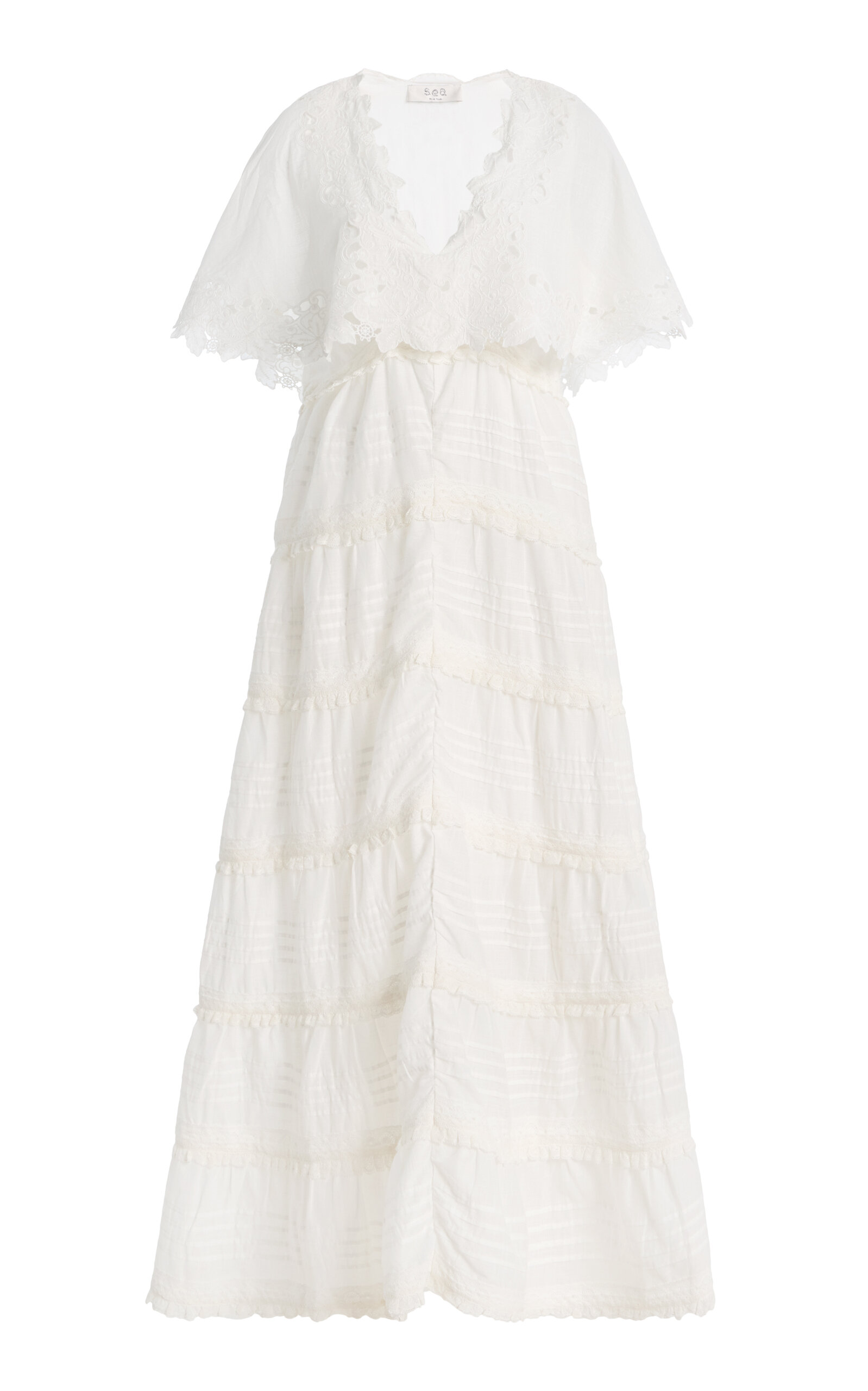 Sea Sea Eleannora Embroidered Cotton Maxi Dress